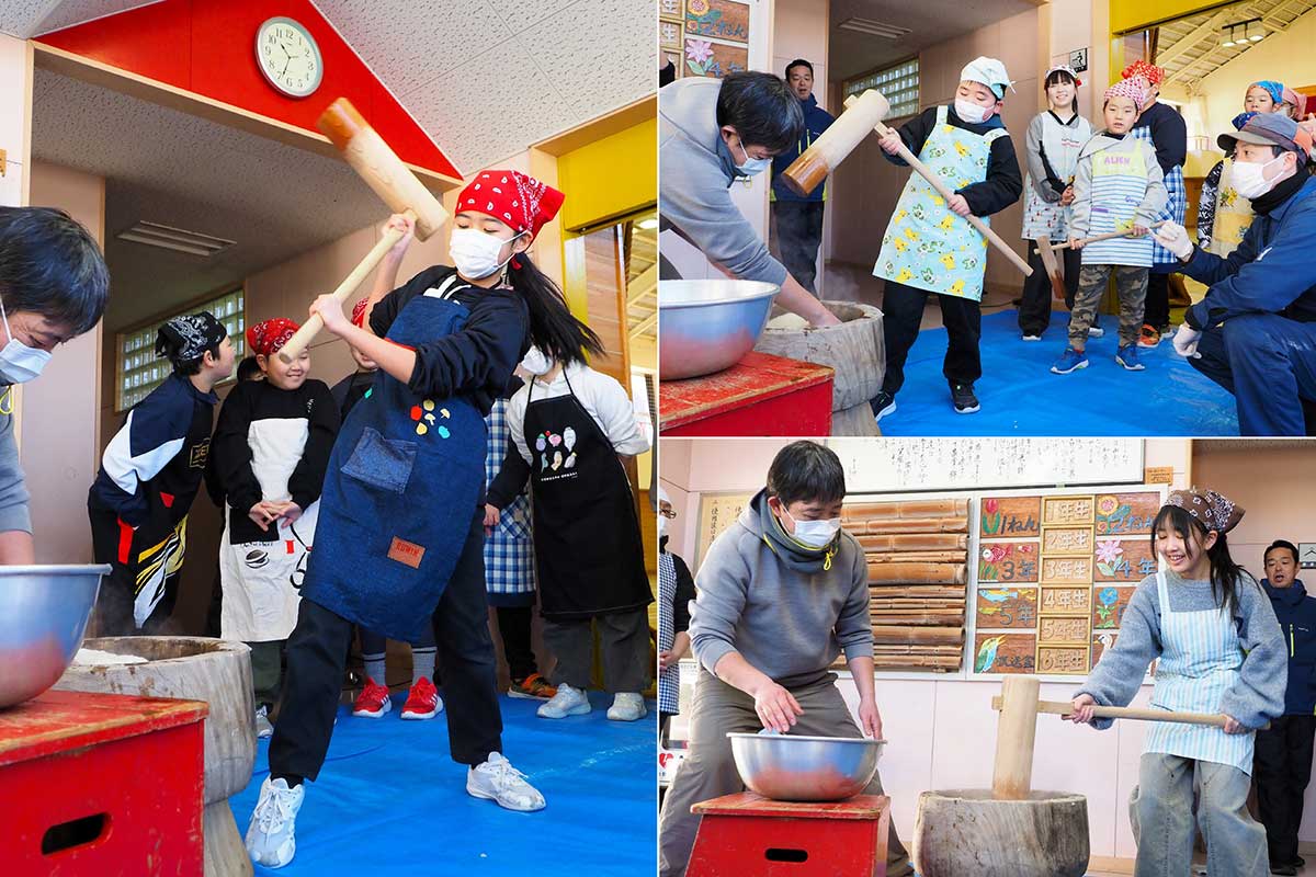 豪快、優しく、懸命に…独自のスタイルで餅をつく