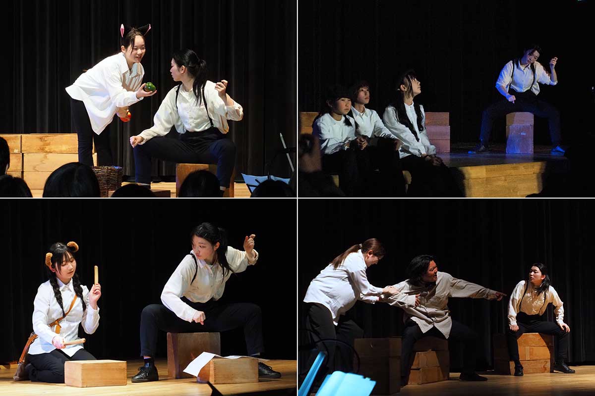 声で伝え、体で表現。「セロ弾きのゴーシュ」を演じる生徒たち