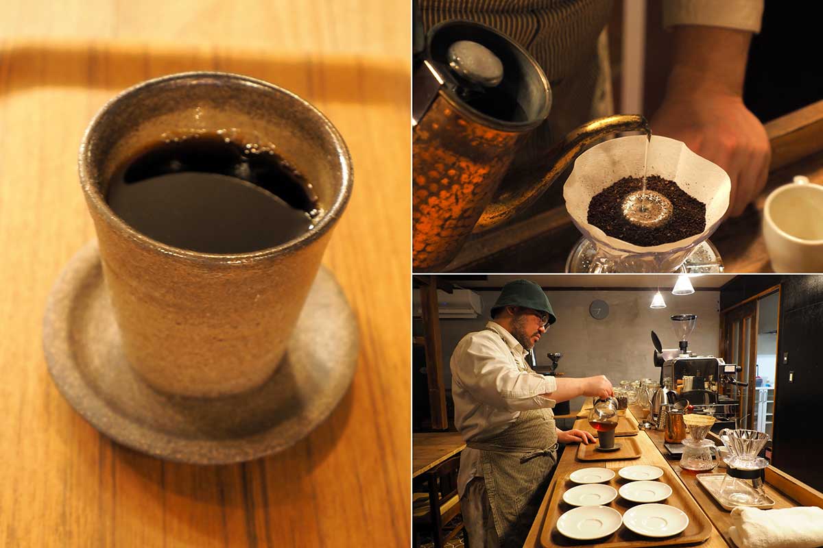 メインコーヒーは能登の知人が作ったカップで「どうぞ」