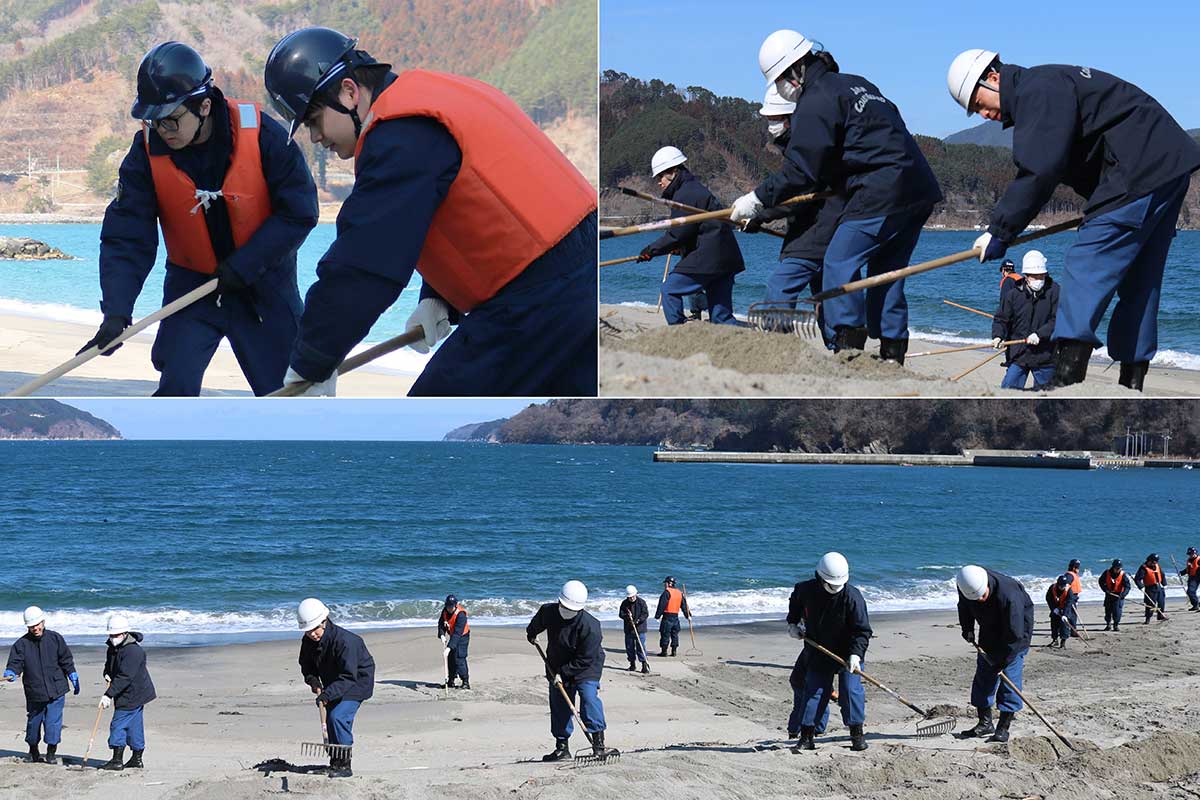 捜索活動には釜石海上保安部の職員13人も参加。行方不明者につながるものを探した