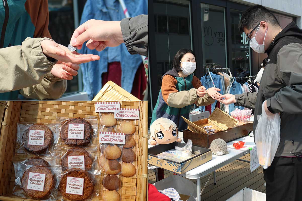 遠野市で「AYAORI　HOT CAT」という店を開く菊池さん。家庭で眠っていた衣類や雑貨のほか、店で出している焼き菓子も販売した