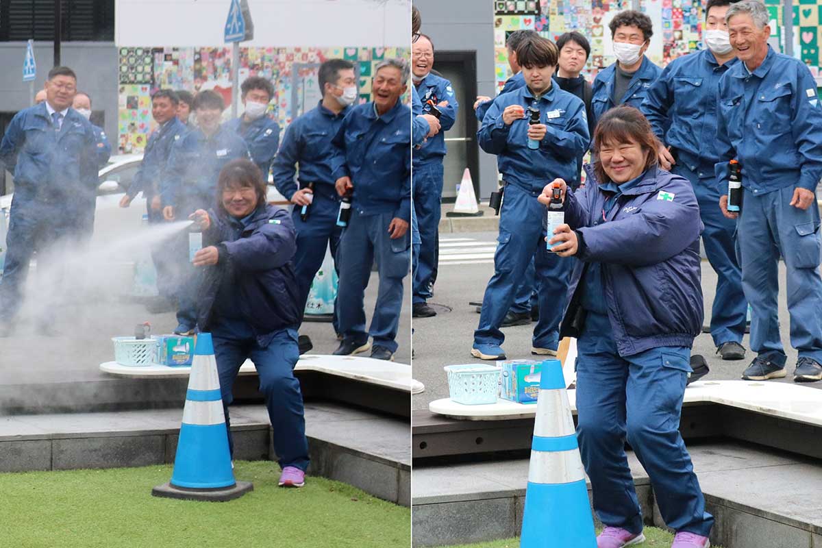 実際に操作してみないと感覚がつかめない。スムーズに使えるよう練習用スプレーなどで噴射までの動作を練習しておくことが必要