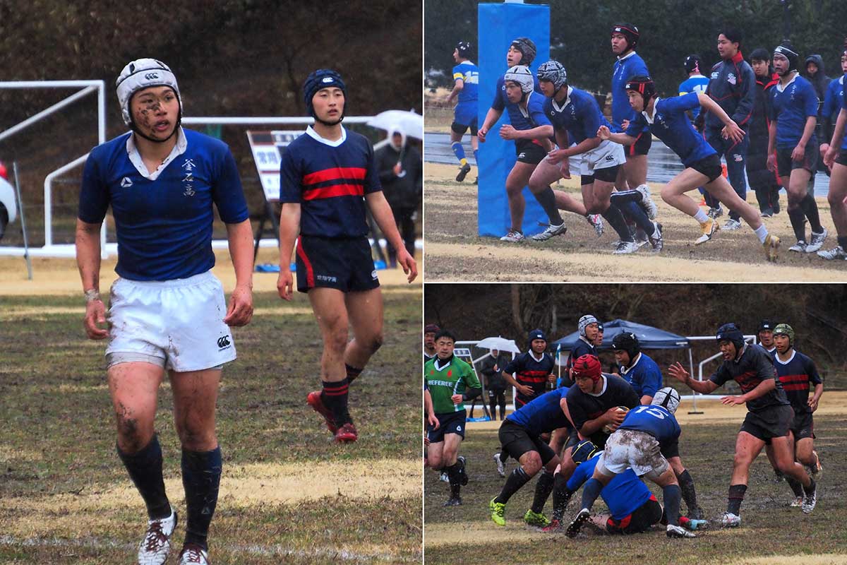 交流試合で強豪校に挑む釜石高の菊池眞暖さん（左の写真）＝2日、根浜シーサイド多目的広場
