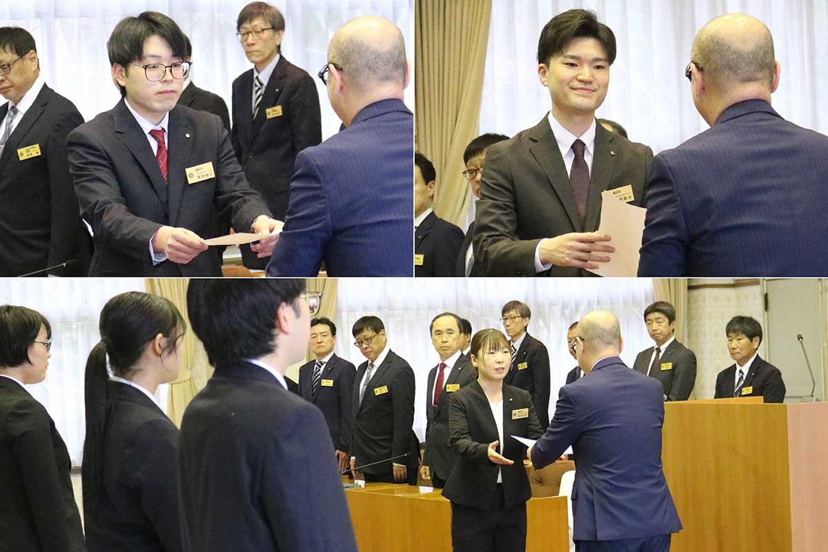 男女21人が釜石市職員として新たな一歩を踏み出す