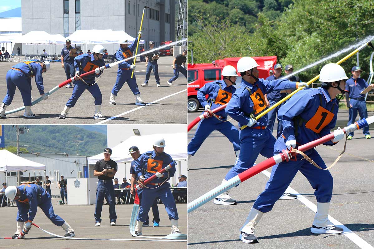 釜石の7分団1部は2人が競技会初出場。先輩団員の指導を受け機器操作技術や規律を高めてきた
