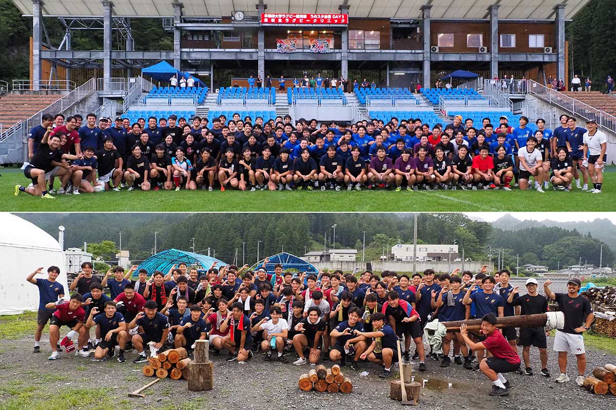 釜石市で初合宿に臨んだ早稲田大学ラグビー蹴球部＝7月30日