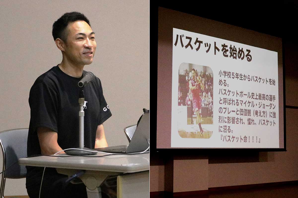 自らの競技人生について語る高橋憲一さん（左）