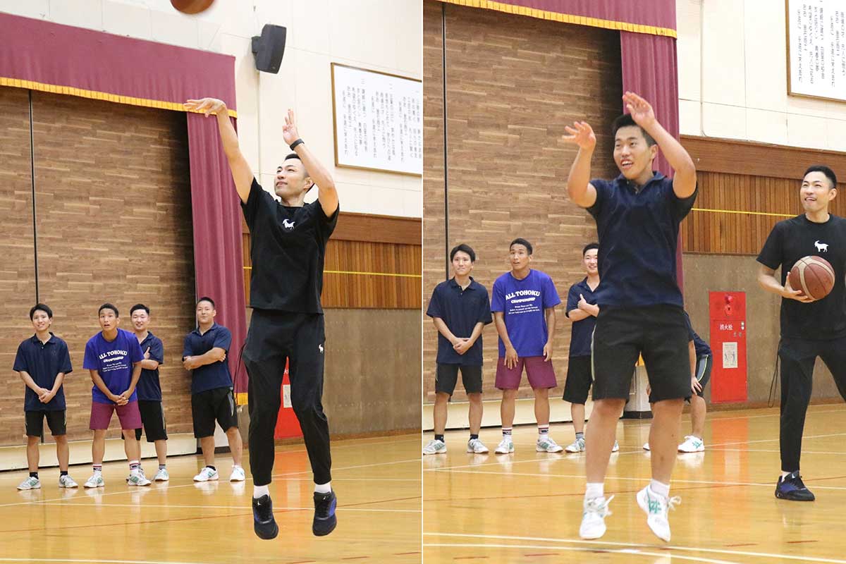 高橋さんvs生徒、先生のフリースロー対決も！