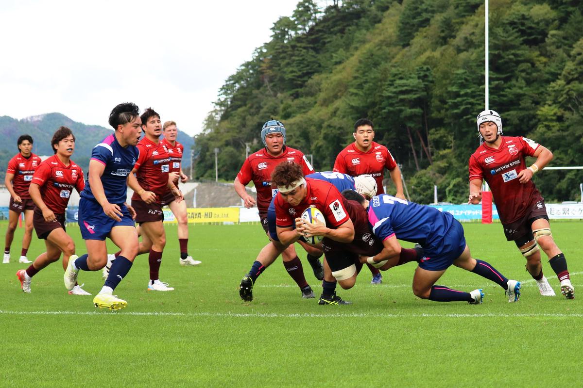 絆マッチ 後半38分、釜石SWのロック畠澤諭のトライ＝2026ラグビッグドリーム