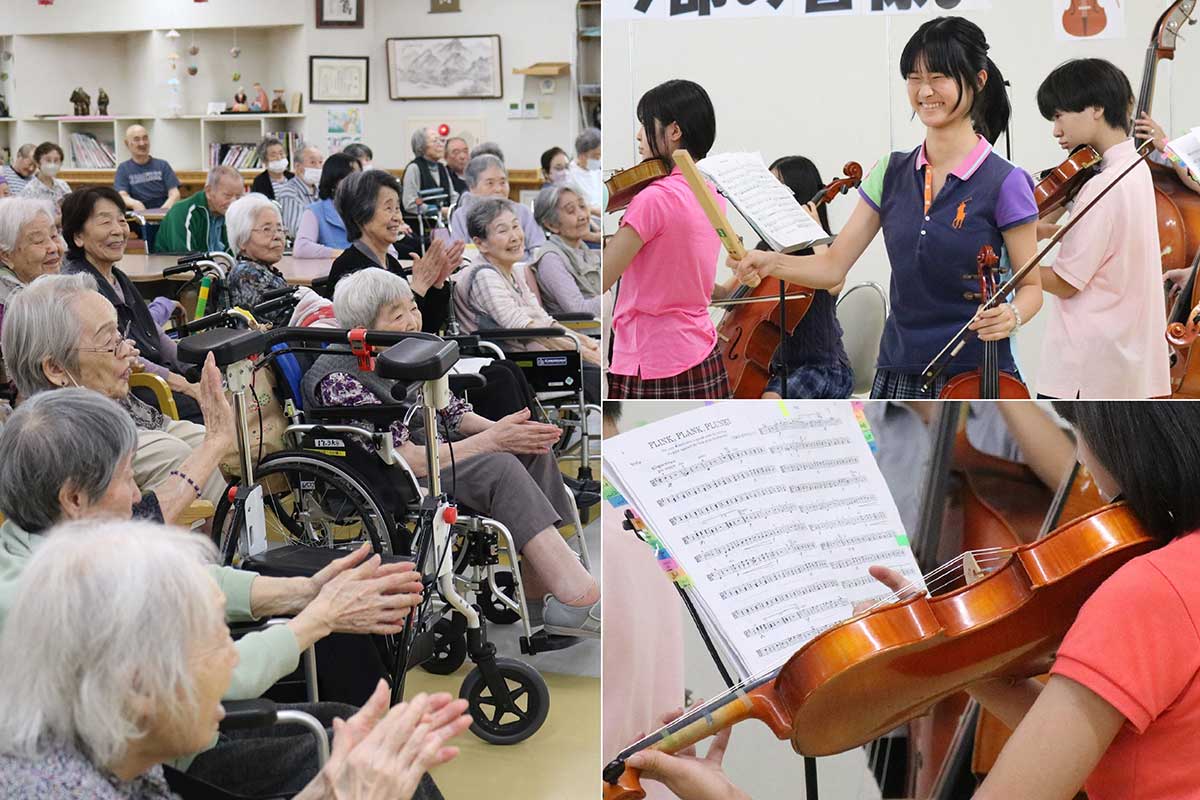 弦楽器以外の音が出るものでアクセントを加えたり、ピチカート（弓を使わず指で弦を弾く奏法）で演奏したりと各種演出も