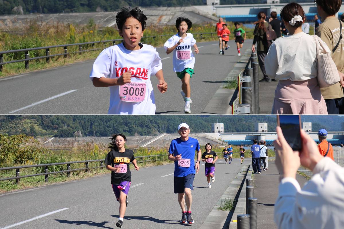 3キロの部は市内のスポ少団員が多くを占めた。子どもたちに交じって60歳以上のランナーも懸命にゴールを目指す