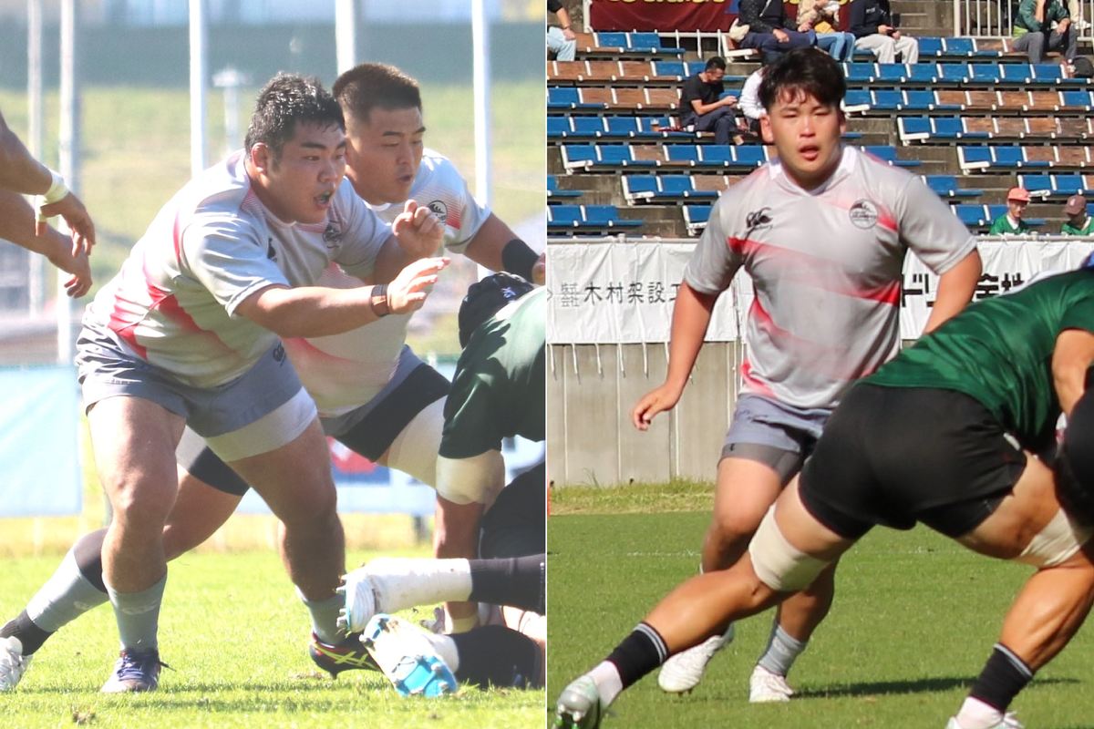 プロップ山口湧太郎（23歳、写真左手前）、フッカー西林勇登（25歳、写真右）ら若手選手が活躍